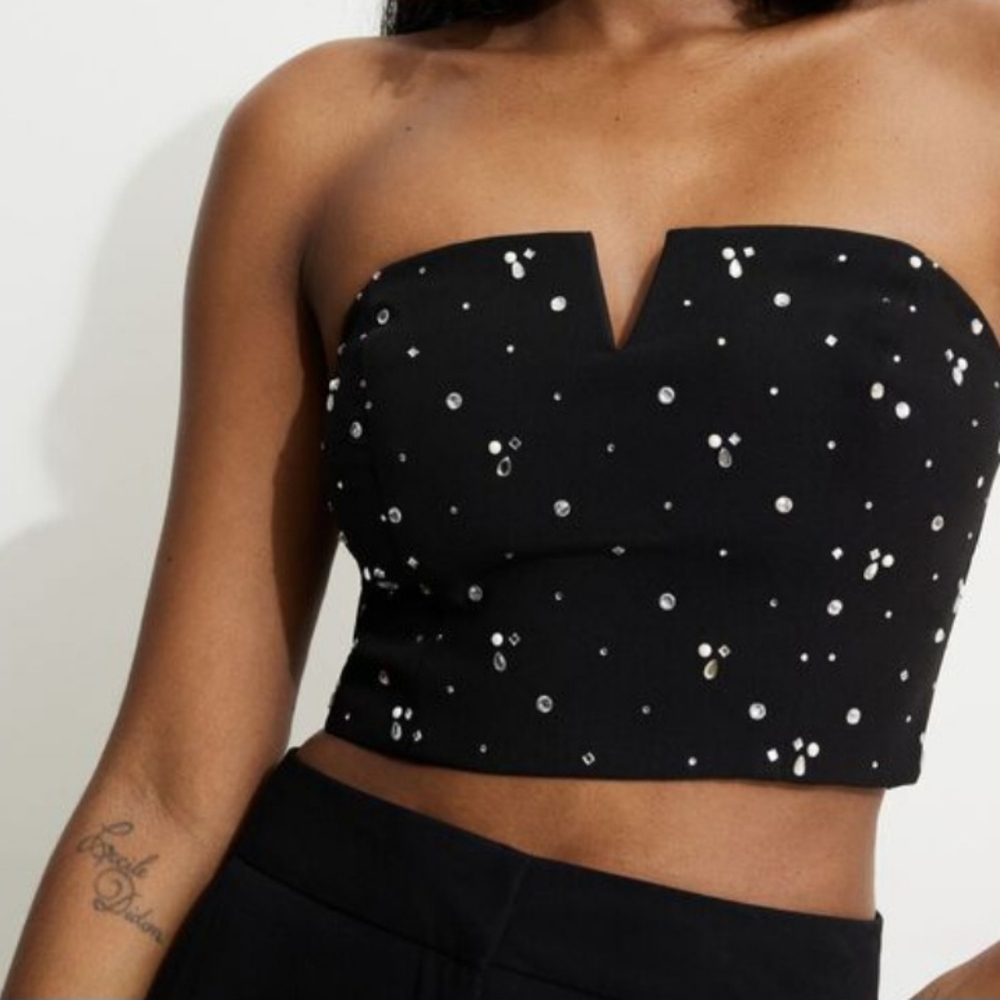 Black Rhinestone Bustier